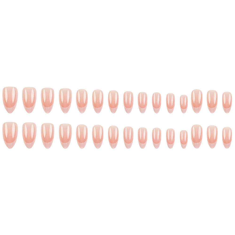 Ventas transfronterizas calientes de polvo naranja blanco bordes de manicura francesa temperamento suave viento desgaste de uñas 30 piezas de parche de uñas