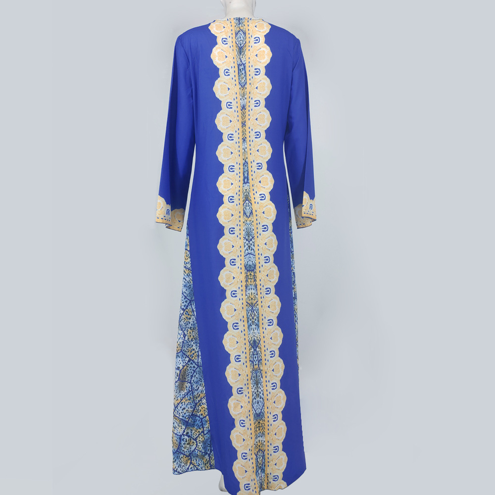 2022 Autumn/Winter New Cross-Border Women's Clothing Middle Eastern Printed Muslim Robe European And American_ecoleips.com