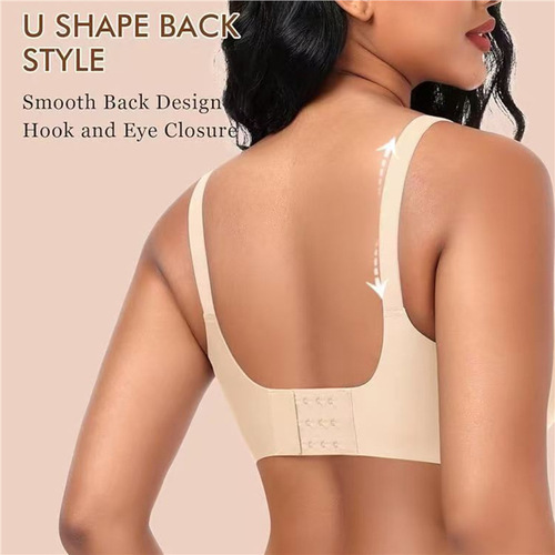 Pull-up soft support seamless underwear female deep V mesh gathered on top to prevent sagging, no steel ring