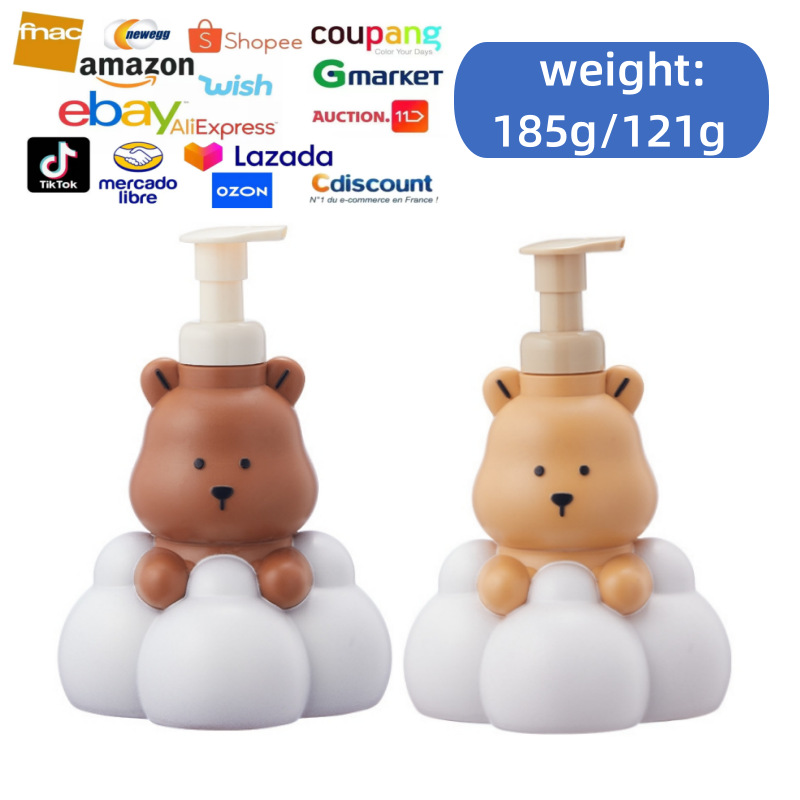 跨境亚马逊云朵熊起泡瓶可爱洗手液分装瓶慕斯起泡器沐浴露按压瓶