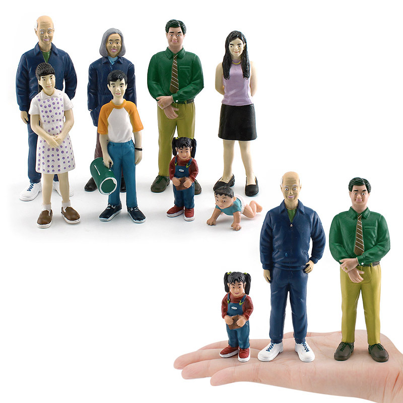 Transfronterizo simulación figura Modelo Mamá y Papá abuelo abuela niño niña bebé mesa de arena muñeca decoración juguete