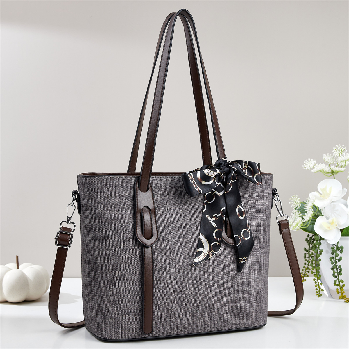 Buñuelo de seda decorado bolso de hombro de gran capacidad, bolso de mano, bolso de mano, bolso de mochila de moda casual, bolso de tote