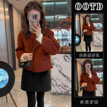 初冬穿搭一整套女装2024新款秋冬小个子温柔风短外套裙子两件套装