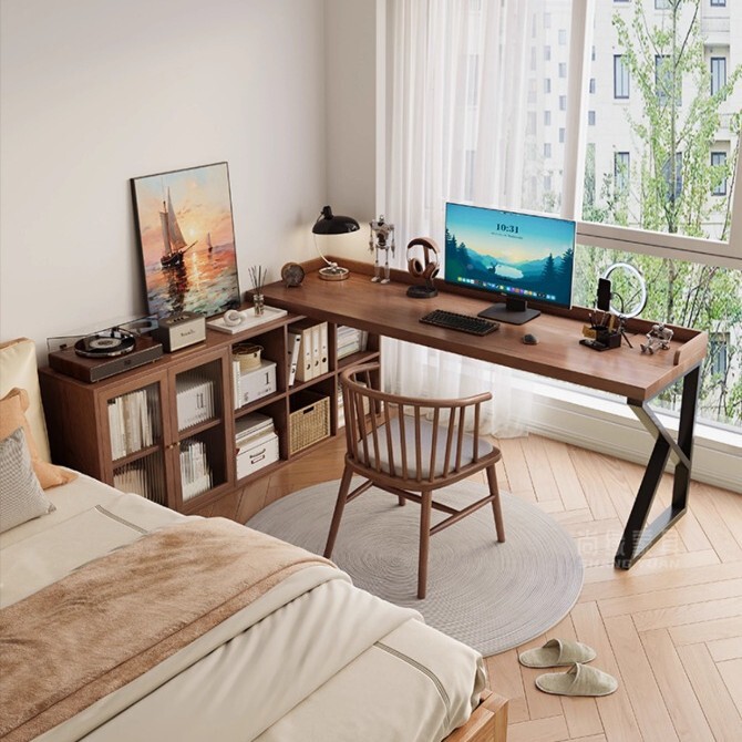 Solid Wood Double Desk Bedroom L-shaped Wall Study Corner Computer Desk Corner Desk Bookcase Integrated Combination Solid Wood Double Desk Bedroom L-shaped Wall Study Corner Computer Desk Corner Desk Bookcase Integrated Combination