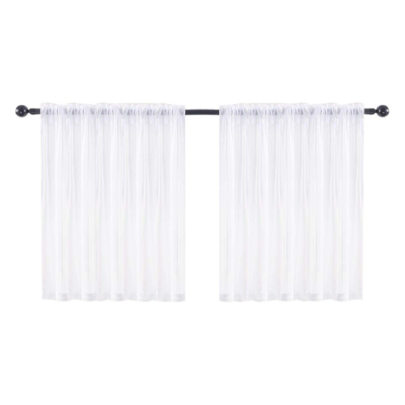 Cortinas semioscuras prefabricadas de terileno de doble barra para cocina y baño, de Amazon, en stock.