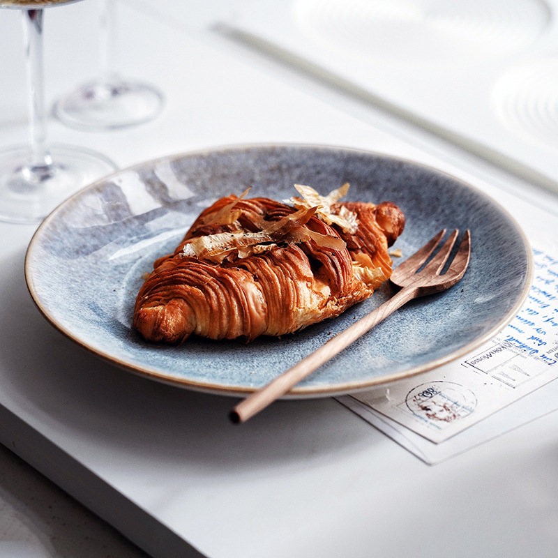 Vajilla de cambio de horno de estilo japonés, plato occidental de cerámica, plato de bistec doméstico, plato de verduras, plato plano, plato ligero, plato de pasta al por mayor