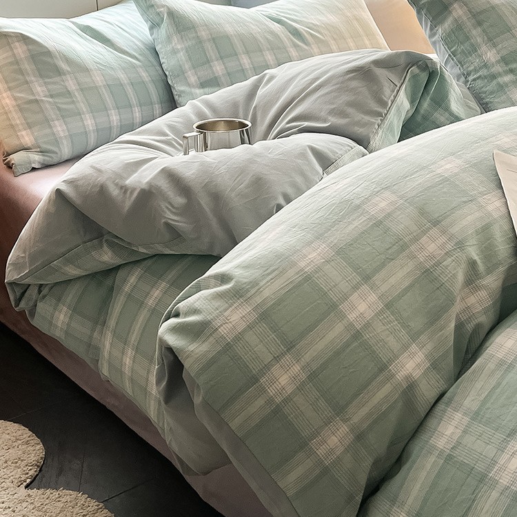 Juego de cuatro piezas de algodón 100 cama de dormitorio de algodón de tres piezas sábanas, edredón, funda de edredón, funda de edredón, cama individual para niños 4