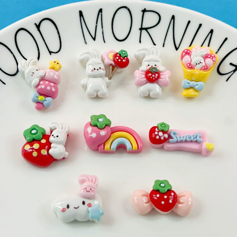 Осветляющий Кролик серии клубника Радуга Бант Цветок аксессуары для волос Крем гель чехол для телефона DIY аксессуары ручной работы
