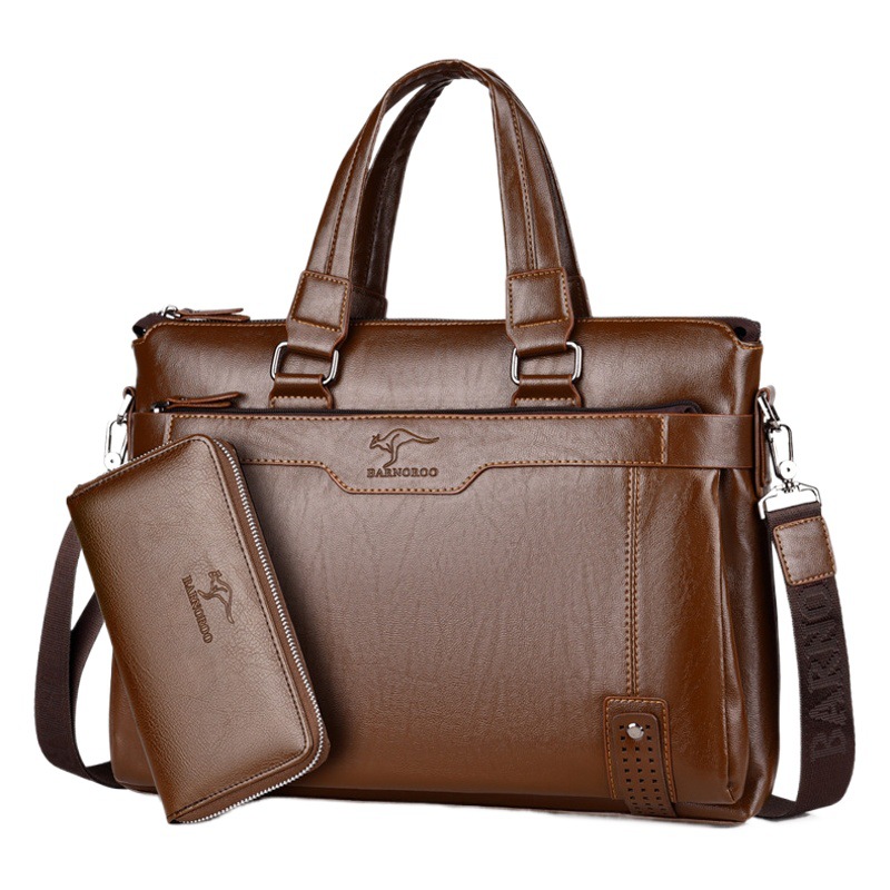 2024 New Horizontal Men's Bag Crossbody Bag Soft Leather Shoulder Bag Portable Business Bag 15inch Computer Bag Factory Direct Supply
