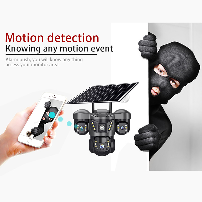 Three-lens three-screen 4G high-definition solar dome camera monitoring solar camera 4G solar 3lens undefined