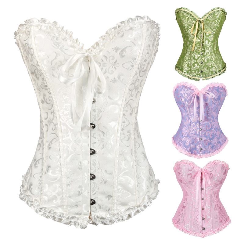 European and American Style Corset Court-Style Shapewear Top, Strapless Black Sexy Lace Bustier with Waist Cincher and Fishbone Corset Vest