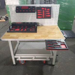 Heavy-Duty Solid Wood Workbench Oak Bench Workshop Movable Lifting Beech Workbench Test Table