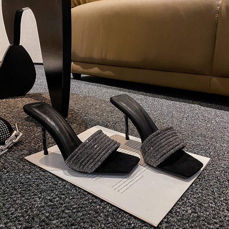 2026 Summer New Style Sandals with Thin Heels and Rhinestones for Women, Outdoor Wear Half-Slip Ysl Style Single-Strap High Heels for Women 2026 Summer New Style Sandals with Thin Heels and Rhinestones for Women, Outdoor Wear Half-Slip Ysl Style Single-Strap High Heels for Women