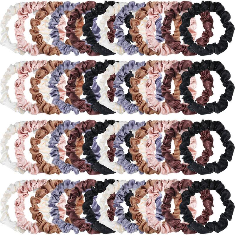 Factory Direct supply cross-border Amazon hot sale pig size thin sausage ring bright color satin hair ring solid color hair ring hair accessories Factory Direct supply cross-border Amazon hot sale pig size thin sausage ring bright color satin hair ring solid color hair ring hair accessories
