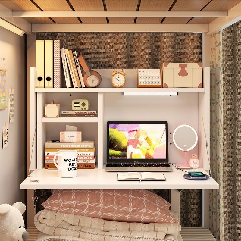 Bed Study Table, Dormitory Bunk Bed Writing Desk, Simple Multi-Functional Storage Desk, Bed Computer Desk Bed Study Table, Dormitory Bunk Bed Writing Desk, Simple Multi-Functional Storage Desk, Bed Computer Desk