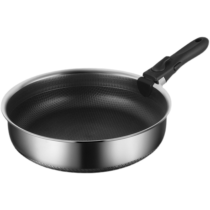 Sonqiang 316 sartén de acero inoxidable sartén pequeña olla al aire libre portátil mango extraíble sartén antiadherente sartén