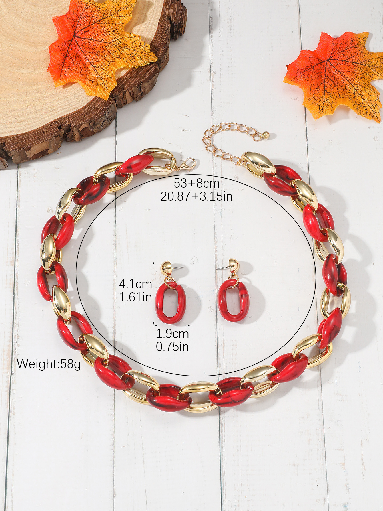 61g Weight Gold Plated Plating Material Jewelry Set Classification 1 Set Quantity Holiday, Daily Occasion Plastic, Resin Material Color Block Pattern Women's Gender Plating Design Basic Style Basic Color Block Plastic Resin Plating Gold Plated Women's Jewelry Set 6