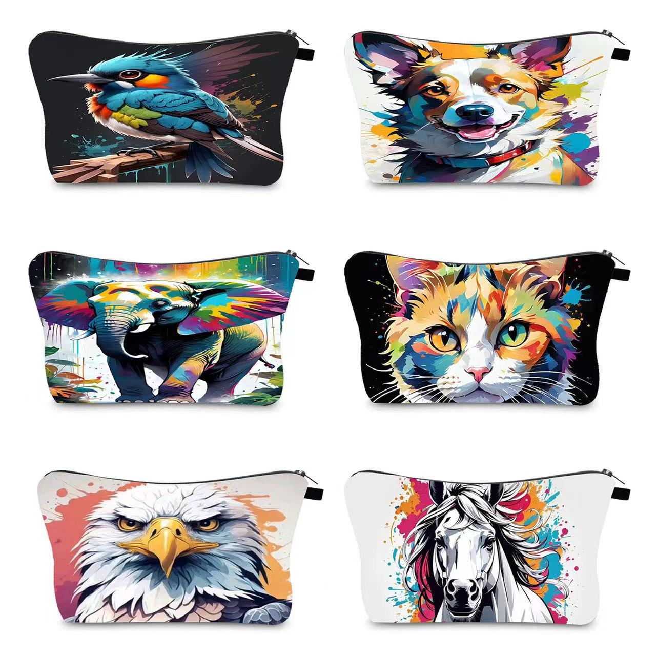 Transfronterizos Amazon nuevo maquillaje serie de animales divertidos bolsa de lino impermeable