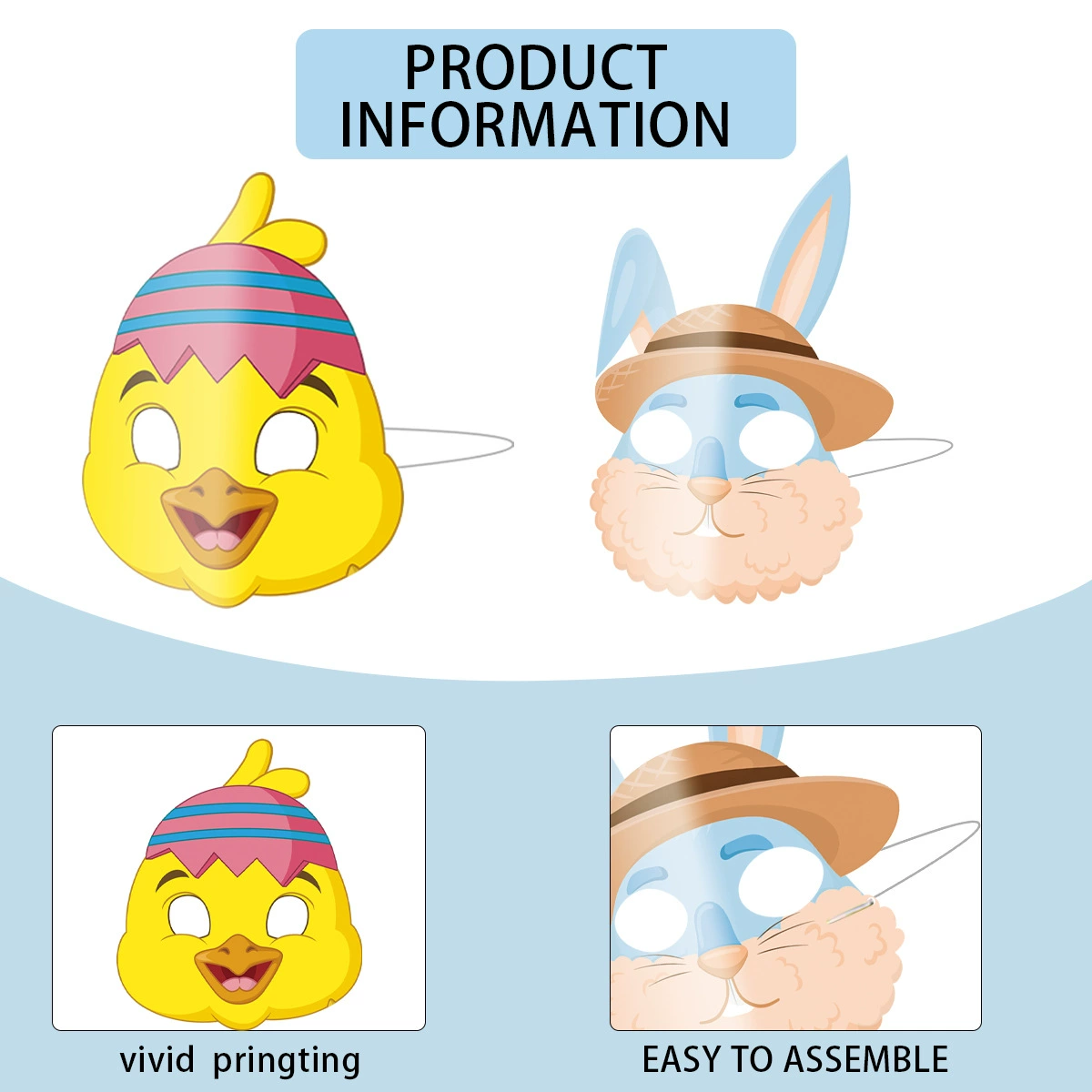Пасхальная тема Resurrection Paper Mask бумажная маска cartoon животные кролик цыплёнок овца праздник украшение маска оптом