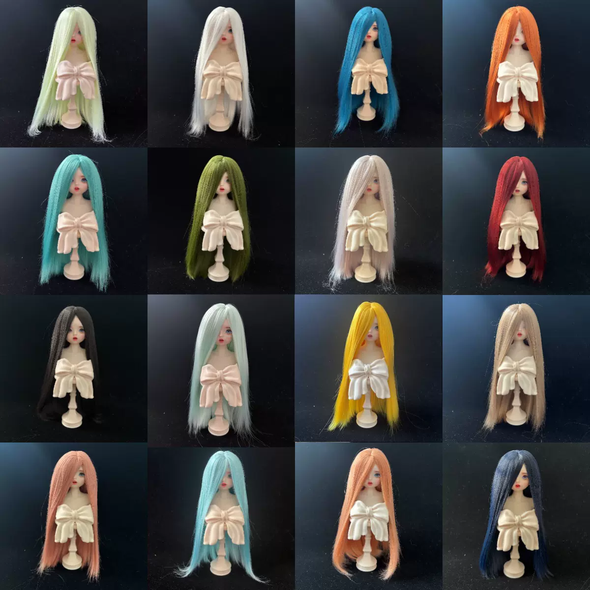 BJD娃用假发 3分4分6分柔软丝长刘海长直发发套 毛坯头套现货批发