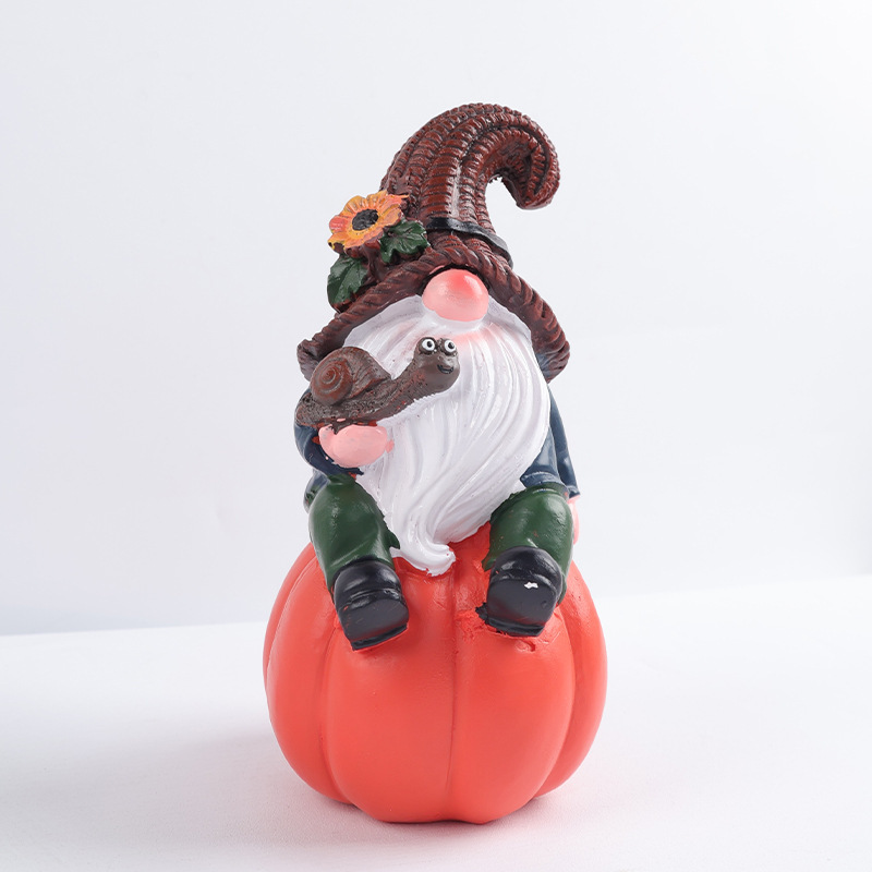 国境を越えた新製品ハロウィーン豊作祭手作り樹脂工芸品カボチャ夫婦小人像家庭装飾品|undefined