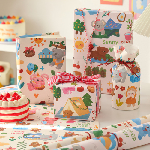 6 pieces of wrapping paper, gift paper, gift paper, book cover paper, ins, birthday and Valentine's Day paper wholesale