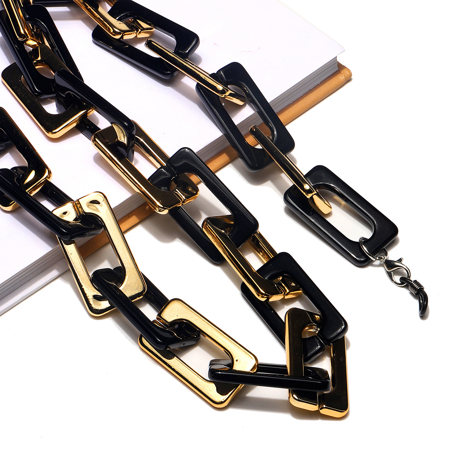 30g Weight Plastic Material Gold, Silver, Black Color Simple Fashion Plastic Acetate Leopard Pattern Glasses Chain 12