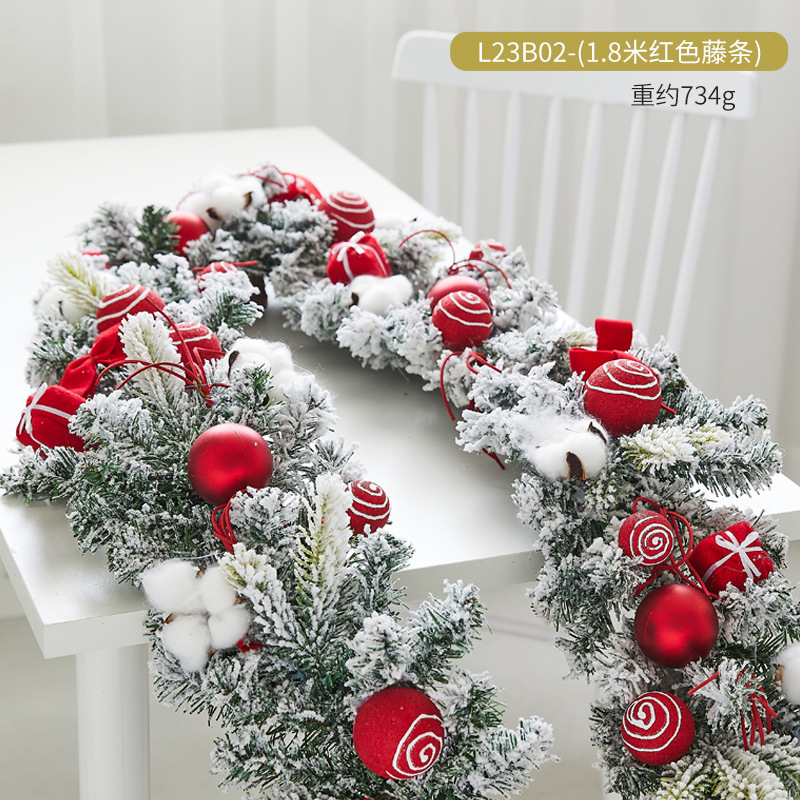 クリスマス装飾品創意暗号化植毛雪花藤条ホテルデパートのショーウインドーのドアの階段手すりの配置