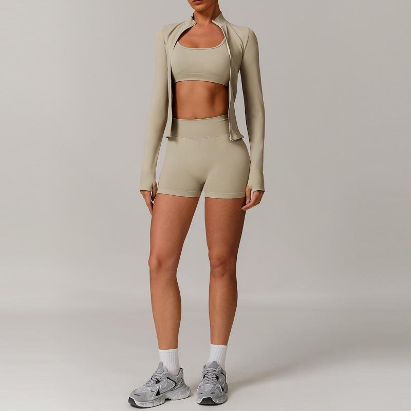 沢創欧米シームレス美背ヨガ服セットランニング速乾ガードルトレーニング服セット女性7137|undefined