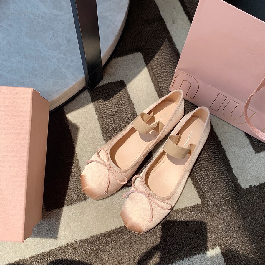 Versión de piel de oveja ~ la uva de la madre con los zapatos de soltero de mujer, zapatos de ballet de satena plana