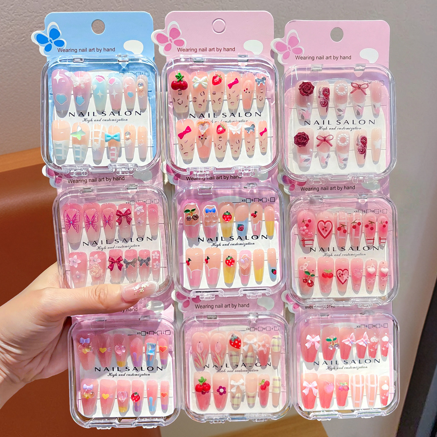 Cartoon children's cute long self-adhesive waterproof nail stickers…