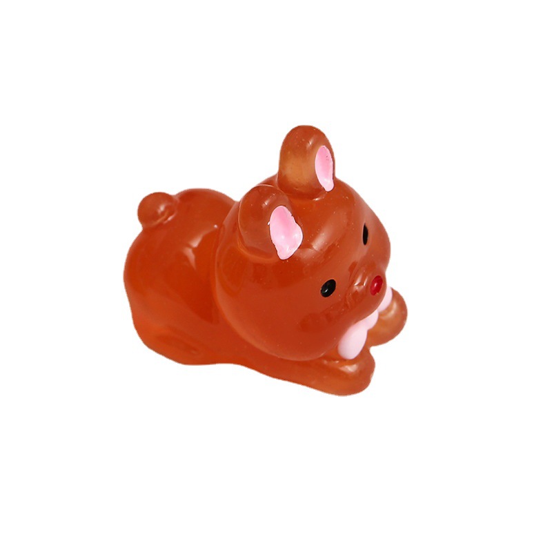 Nuevo luminoso tridimensional conejito diy crema pegamento accesorios hechos a mano accesorios de resina hielo transparente luminoso conejo al por mayor