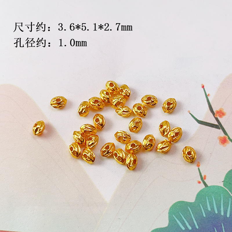 Ancient S925 Silver Gold-Plated Spacer Bead Bracelet Necklace Handmade DIY Beaded Jewelry Accessories Wenwan Accessories