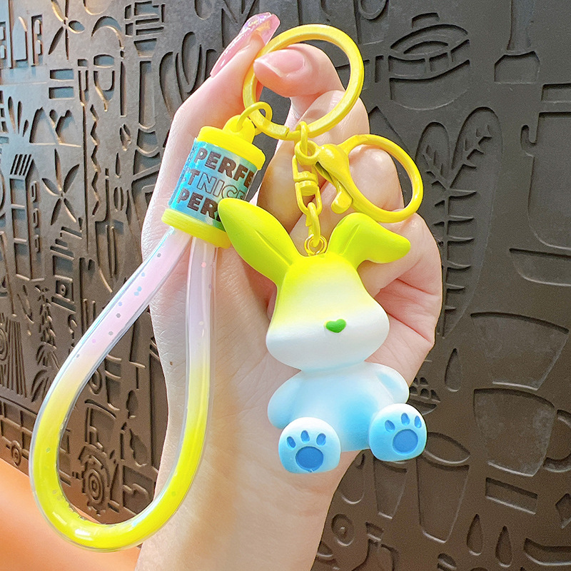 Accesorios llavero pequeño regalo moda gradiente creativo plegable conejo colgante lindo exquisito coche mochila