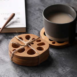木质隔热杯垫创意实木藕片茶杯垫榉木水杯杯托咖啡杯垫套装