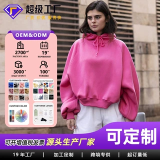 定制跨境欧美街头风宽松长袖套头外套运动时尚简约休闲连帽卫衣女