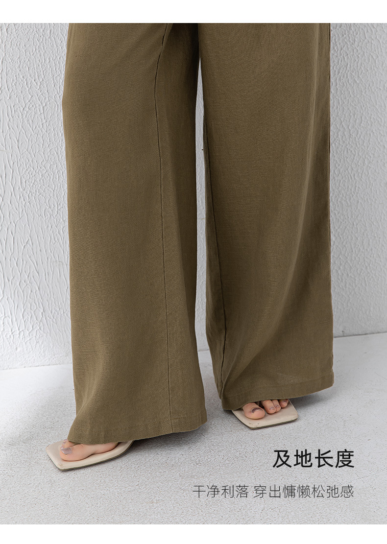 Bộ quần áo vải lanh nữ ống rộng phối áo vest gile thiết kế thời trang đi làm — 84274 (quần) chi tiết 19