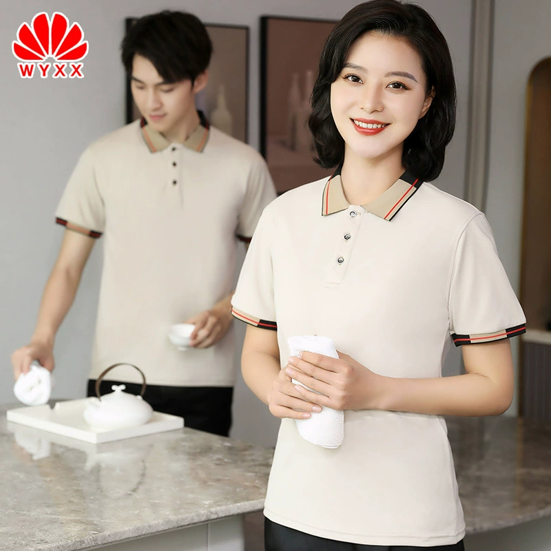 Кейтеринг Официант Рабочая одежда Футболка Темперамент Мода с короткими рукавами Ресторан Кофе Горячий горшок Ресторан Фаст-фуд Фронт Офисная рабочая одежда Летняя т
