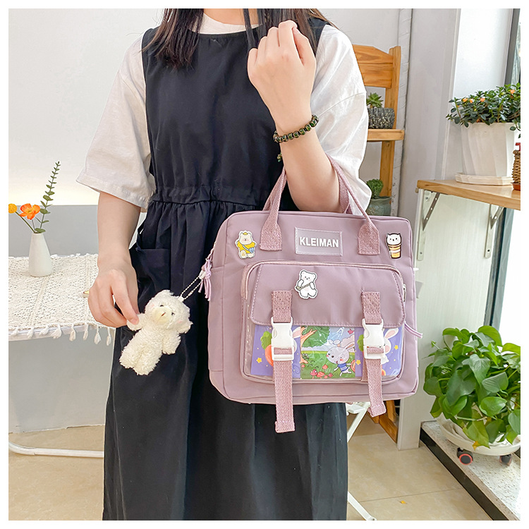 Book bag, handbag, canvas bag, large-capacity crossbody bag for girls, single-shoulder bag for primary school students, tutorial bag for classes, tutoring undefined