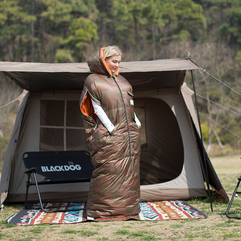 Sleeping Bag Manufacturer Wholesale Outdoor Camping Thickened Warm Hooded Wearable Cloak Thickened Adult Mountaineering Sleeping Bag