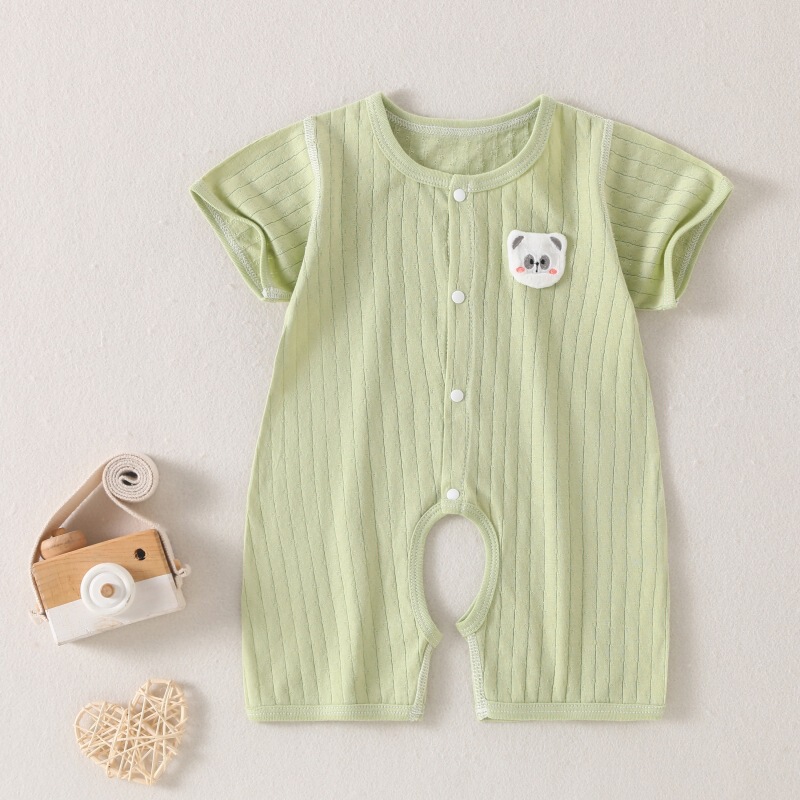 Newborn Clothes Baby Open Crotch Jongsuit Summer Thin Pure Cotton Baby Summer Short-sleeved Climbing Clothes Children's Pajamas