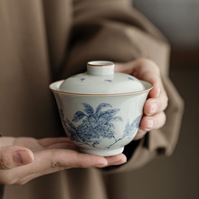 景德镇茶杯盖碗手工高端三才茶碗带盖悬停茶具中国风泡茶杯盖碗