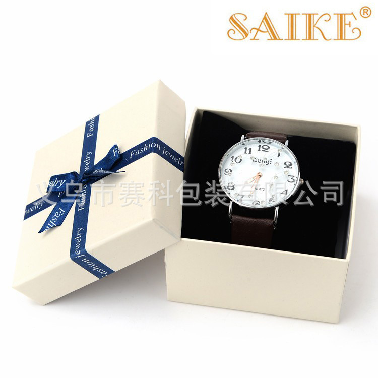现货批发纸盒蓝色丝带天地盖手表包装盒手表盒批发手表盒现货
