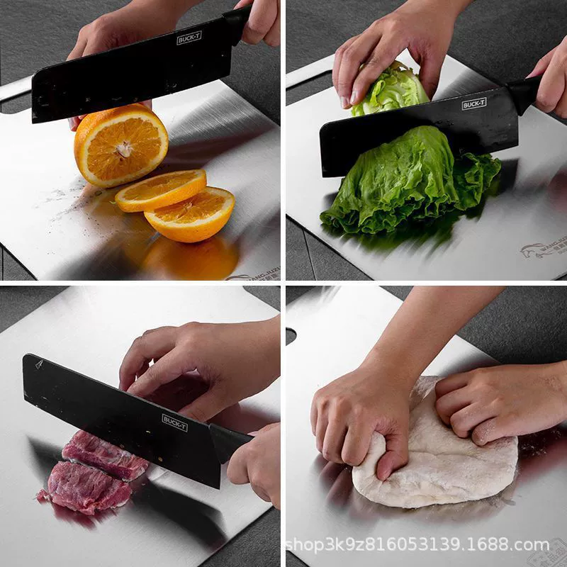 Double‑sided stainless steel cutting board, 304/316, thickened, antibacterial, square multiple sizes