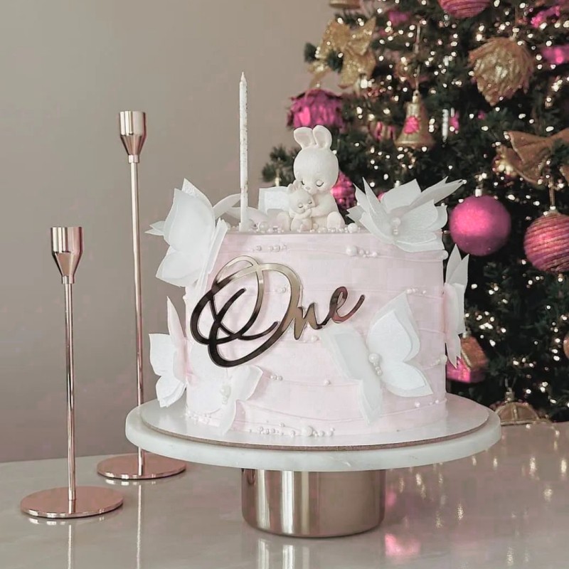 Pastel de cumpleaños del bebé estilo ins transfronterizo, decoración de acrílico lateral, decoración de pastel de acrílico de un año