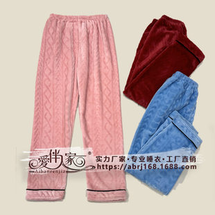 Demi-season flannel coral velvet keep warm solid color trousers for leisure, increased thickness, plus size