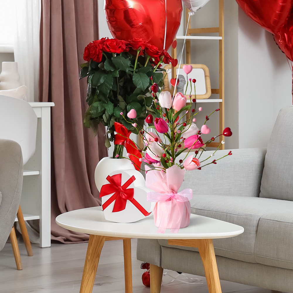 Amazonas 2025 flores simuladas tulipanes Día de San Valentín amor bayas enchufado ramas Día de la Madre Amazon transfronterizo