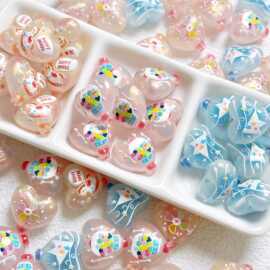 细闪浮雕爱心气球小马风车星星串珠diy手机链钥匙扣包挂材料配件