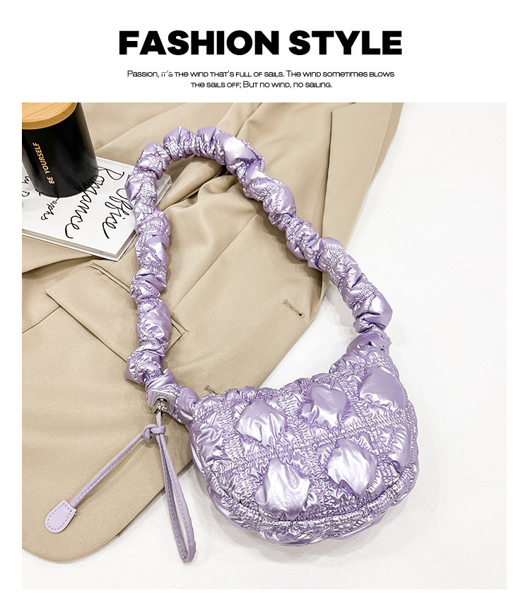 Koreaanse versie Exquise glanzende geplooide okseltas Mini Cloud Bag Niche Crossbody Bag Damestas High-end kleine tas_voghion.com