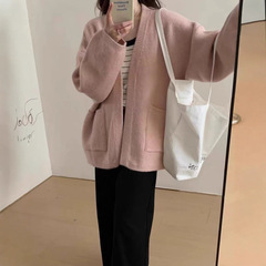 大码针织开衫上衣女慵懒风加厚秋冬新款跨境外贸软糯宽松毛衣外套